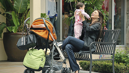 mom and child with Peg Perego Stroller